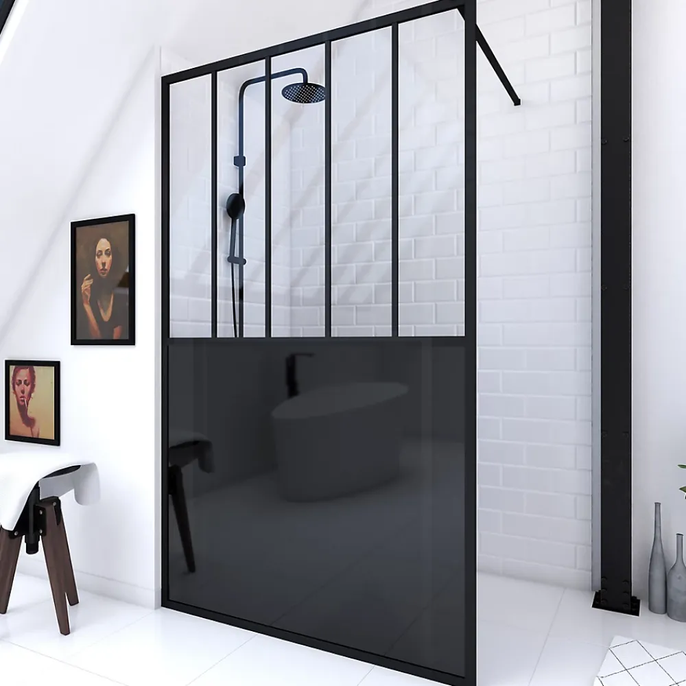 Paroi de douche à l'italienne Galedo Black Indus transparent 120cm