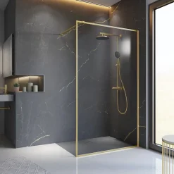 Paroi De Douche| Paroi de douche à l'italienne transparente, profilé doré 140 cm, Schulte Impériale Contoura