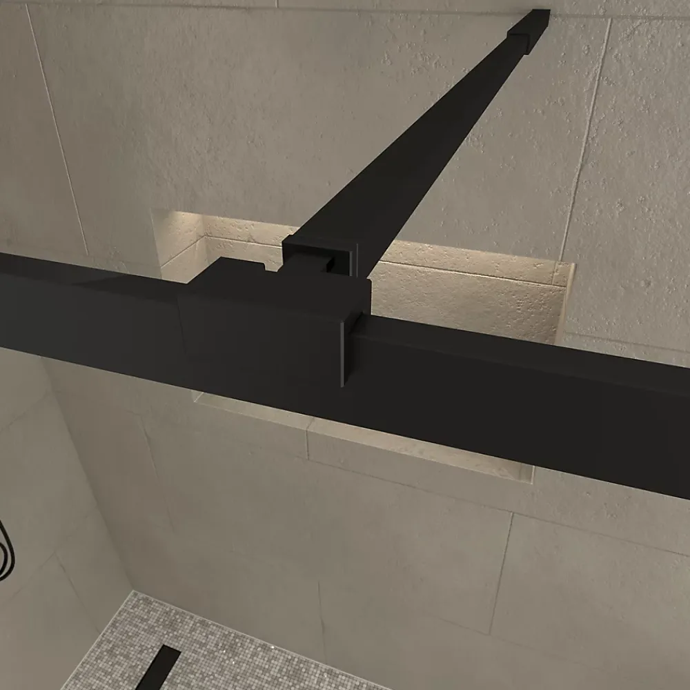 Paroi de douche à l'italienne et volet noir Galedo Dark Edge transparent 120+40cm
