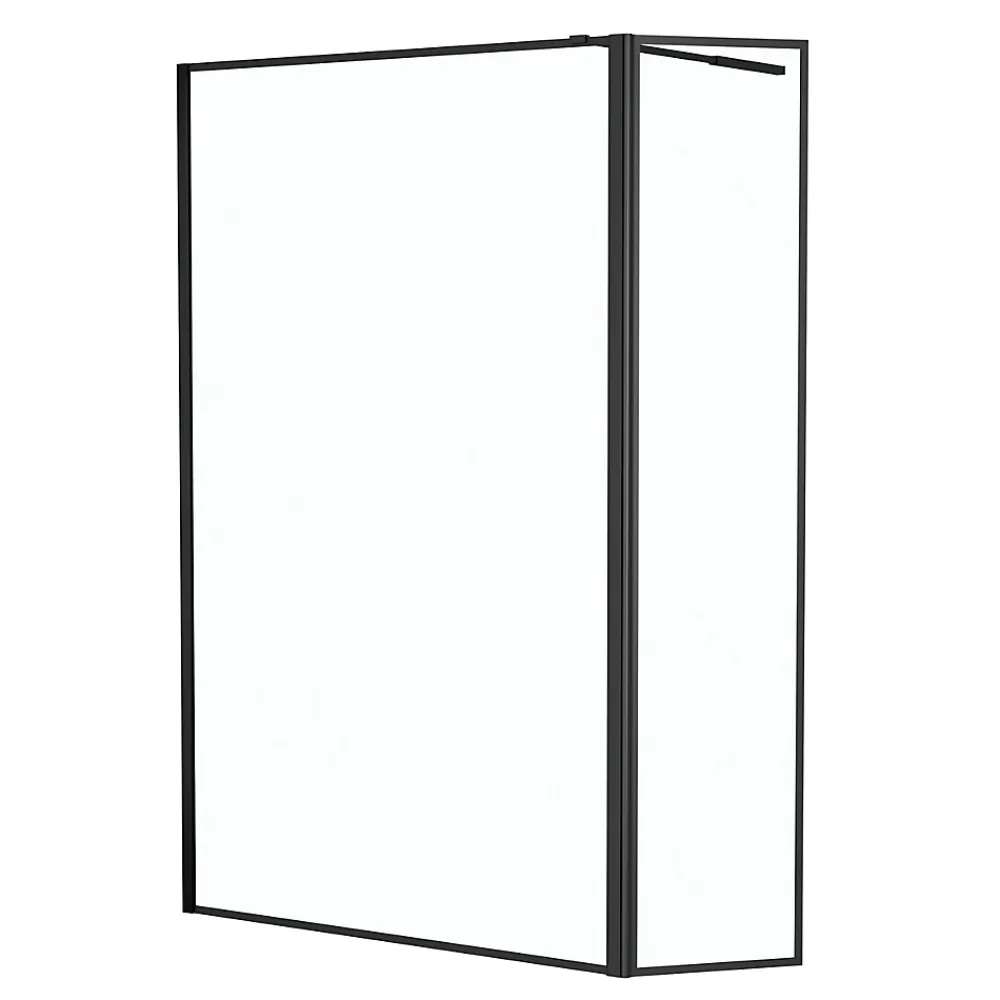 Paroi de douche à l'italienne et volet noir Galedo Dark Edge transparent 120+40cm