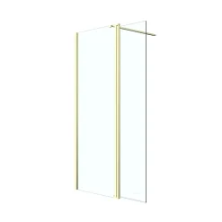 Paroi de douche à l'italienne + volet pivotant l.80+45 x 195 cm, profilés alu finition doré brossé, GoodHome Ledava