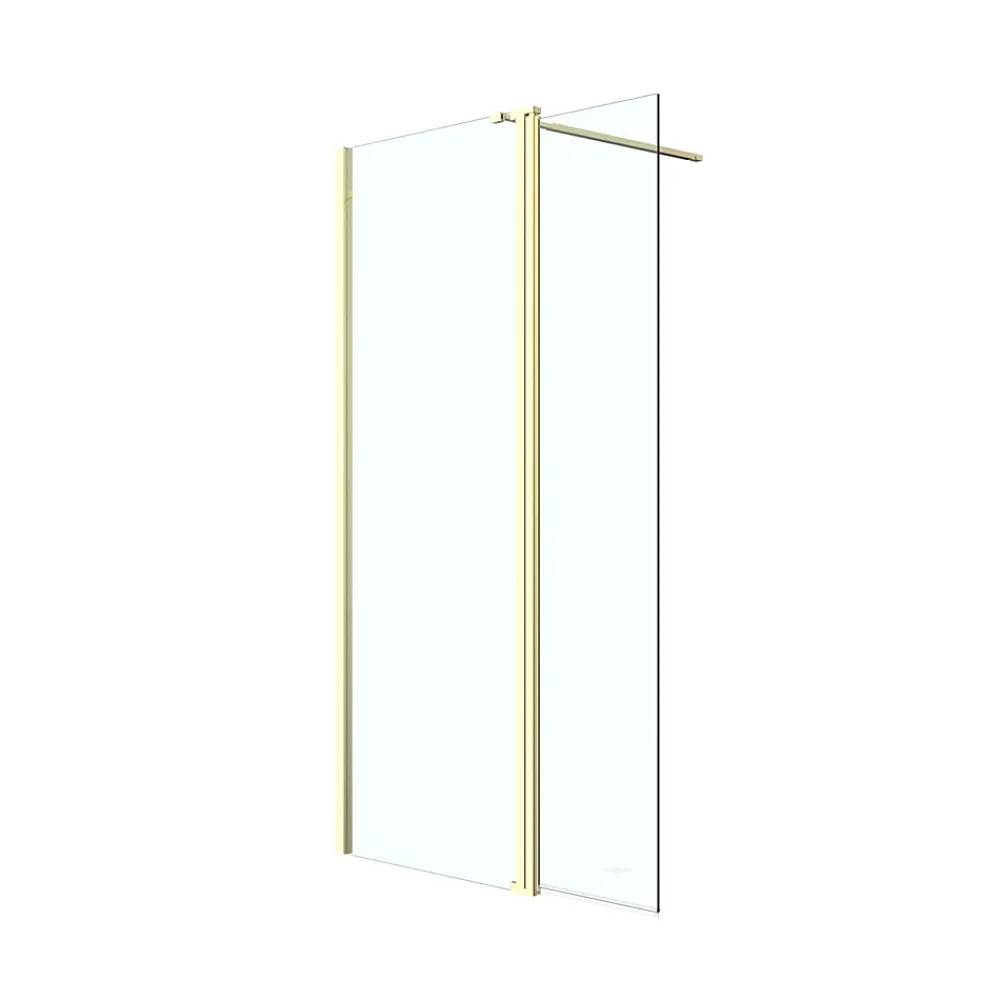 Paroi de douche à l'italienne + volet pivotant l.80+45 x 195 cm, profilés alu finition doré brossé, GoodHome Ledava