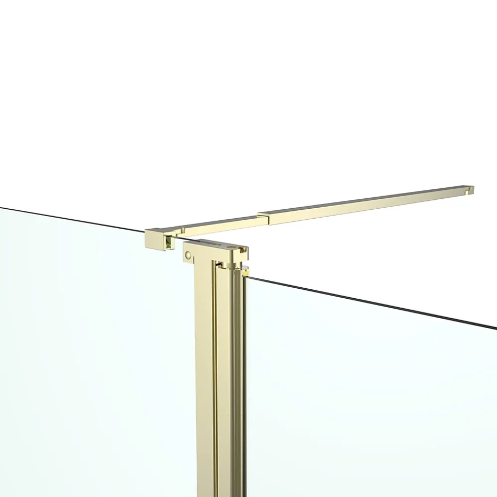 Paroi de douche à l'italienne + volet pivotant l.80+45 x 195 cm, profilés alu finition doré brossé, GoodHome Ledava