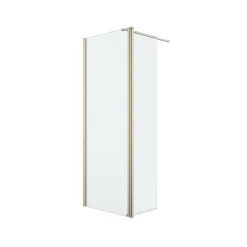 Paroi de douche à l'italienne + volet pivotant l.80+45 x 195 cm, profilés alu finition doré brossé, GoodHome Ledava