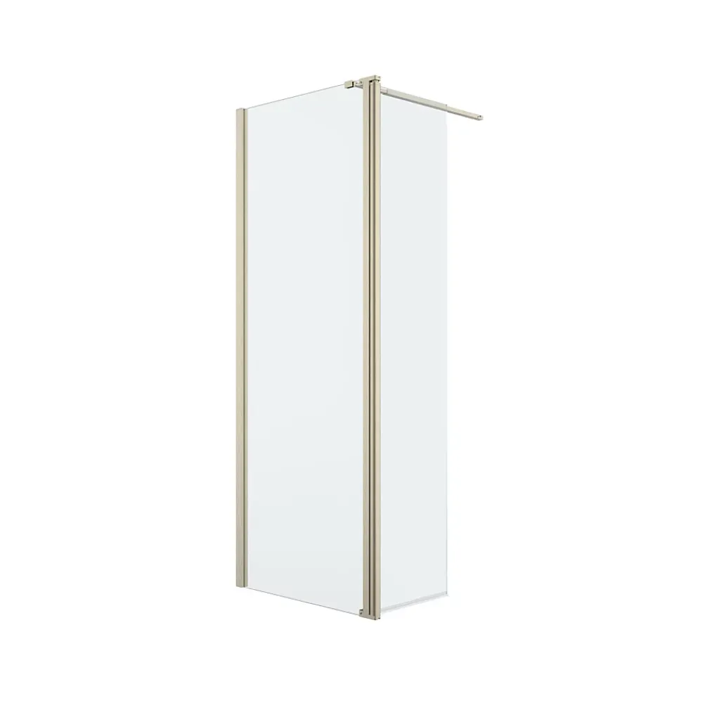 Paroi de douche à l'italienne + volet pivotant l.80+45 x 195 cm, profilés alu finition doré brossé, GoodHome Ledava