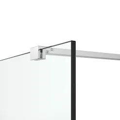 Paroi de douche à l'italienne fixe l.100 x H.195 cm, bandes miroir, profilés alu chrome, GoodHome Ledava