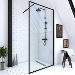 Paroi De Douche| Paroi de douche à l'italienne noir Galedo Dark Edge transparent 100cm