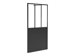 Vente-unique Paroi de douche à l'italienne style atelier - Noir mat - 140 x 200 cm - URBANIK