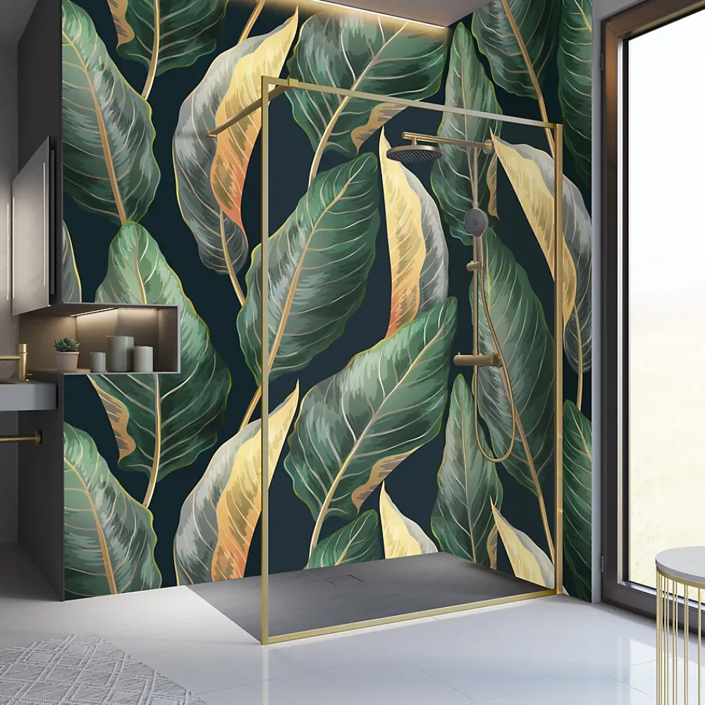 Paroi de douche à l'italienne transparente, profilé doré 100 cm, Schulte Impériale Contoura
