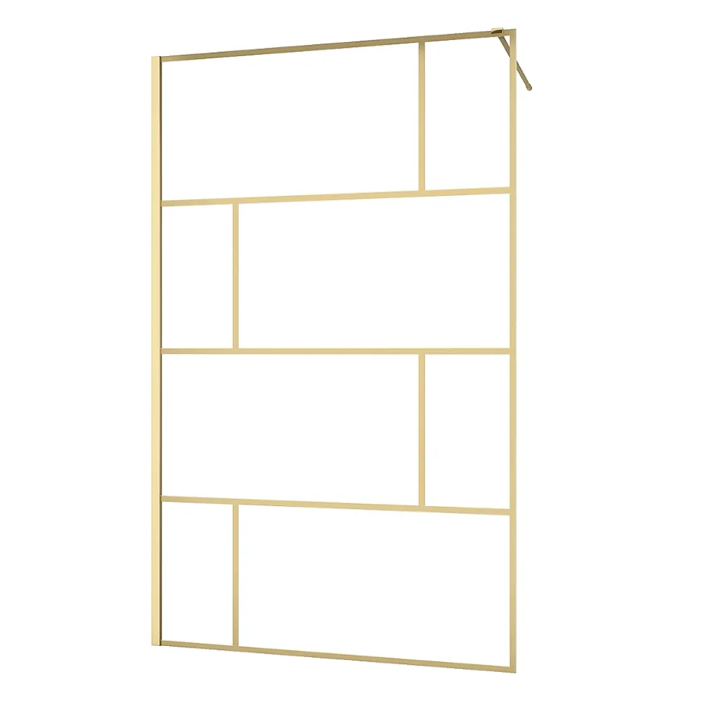 Paroi De Douche| Paroi de douche à l'italienne fixe 120 x 195 cm, doré brossé, Galedo Bricks Gold