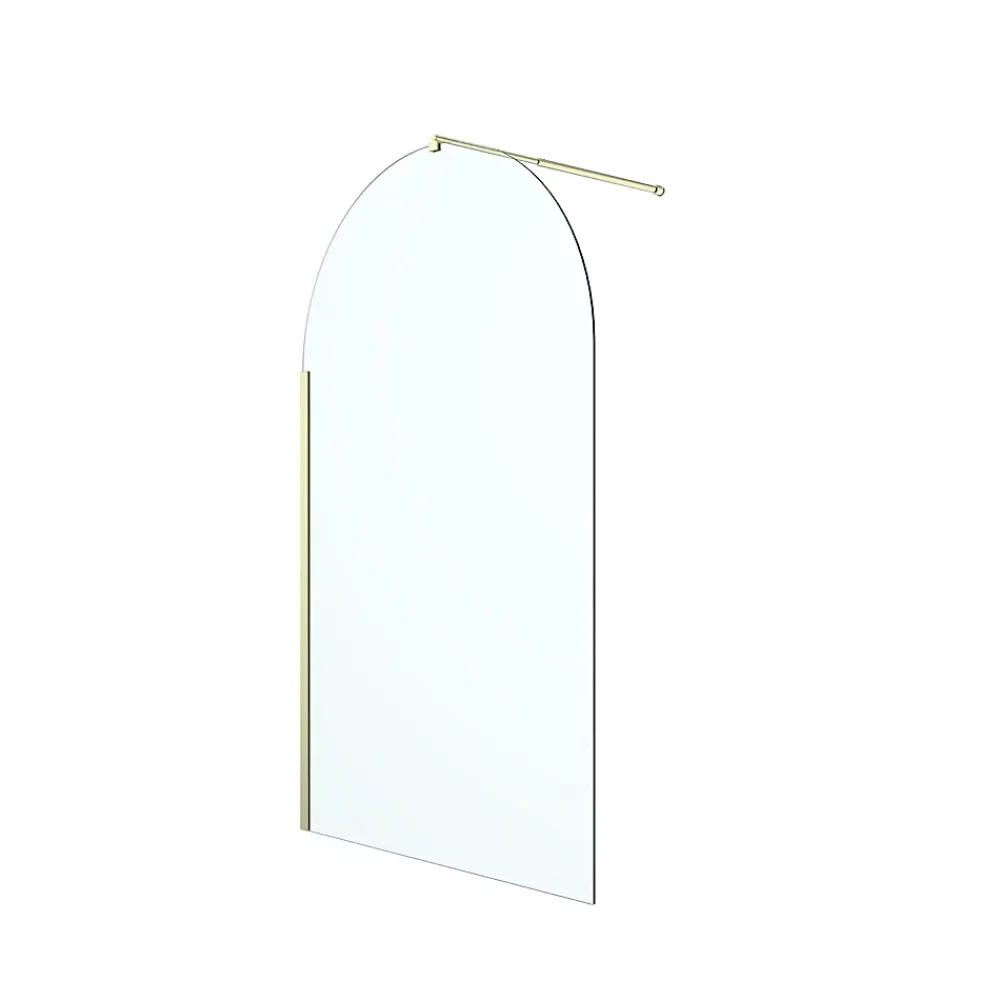 Paroi de douche à l'italienne arrondie l.120 x 198 cm, profilés alu finition doré brossé, GoodHome Ledava
