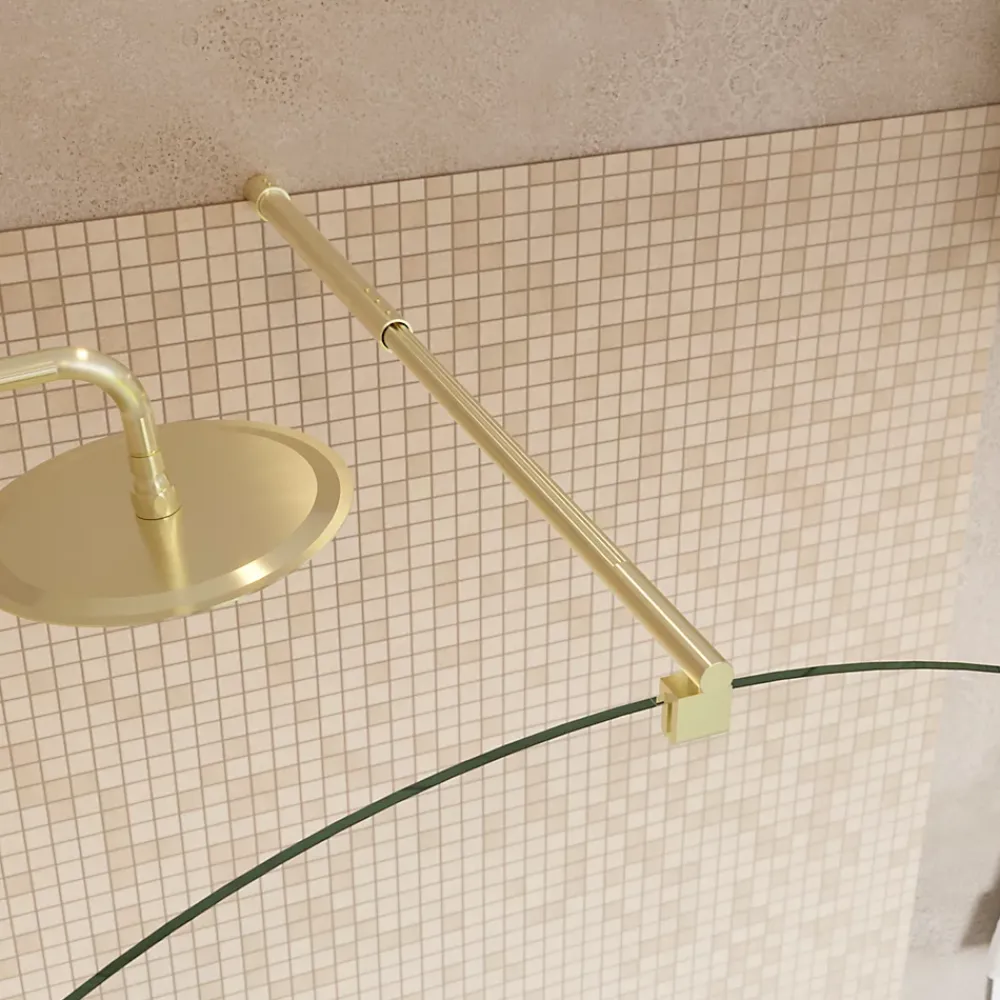Paroi de douche à l'italienne arrondie l.120 x 198 cm, profilés alu finition doré brossé, GoodHome Ledava
