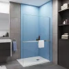 Paroi de douche à l'italienne Chrome 140x200cm - 8mm verre anticalcaire + + Étagère de Douche 140cm en alu