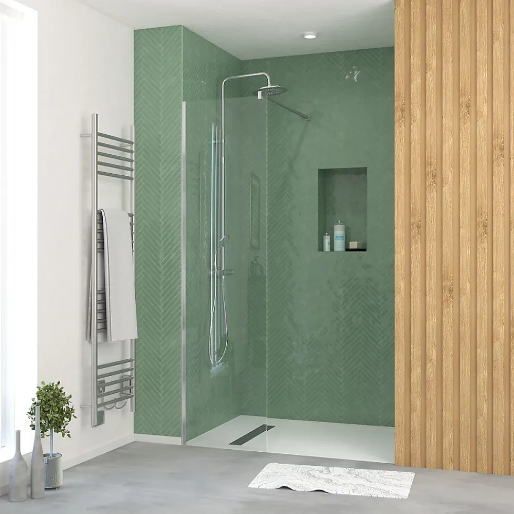 Paroi De Douche| Paroi de douche à l'italienne H.195 x l.50 cm, ép. 5 mm, profilé chrome, Galedo Essentiel