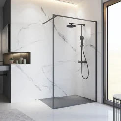 Paroi De Douche| Paroi de douche à l'italienne transparente, profilé noir mat 90 cm, Schulte Impériale Contoura