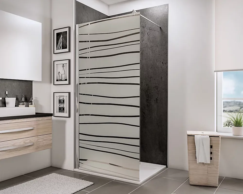 Paroi De Douche| Paroi de douche à l'italienne l.90xH.190cm, Walk In, verre transparent anticalcaire 5-6mm, décor Mistral, Schulte NewStyle