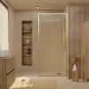 Paroi De Douche| Paroi de douche à l'italienne l.90 x H.200 cm verre ondulé et profilés doré brossé, Galedo Golden Edge