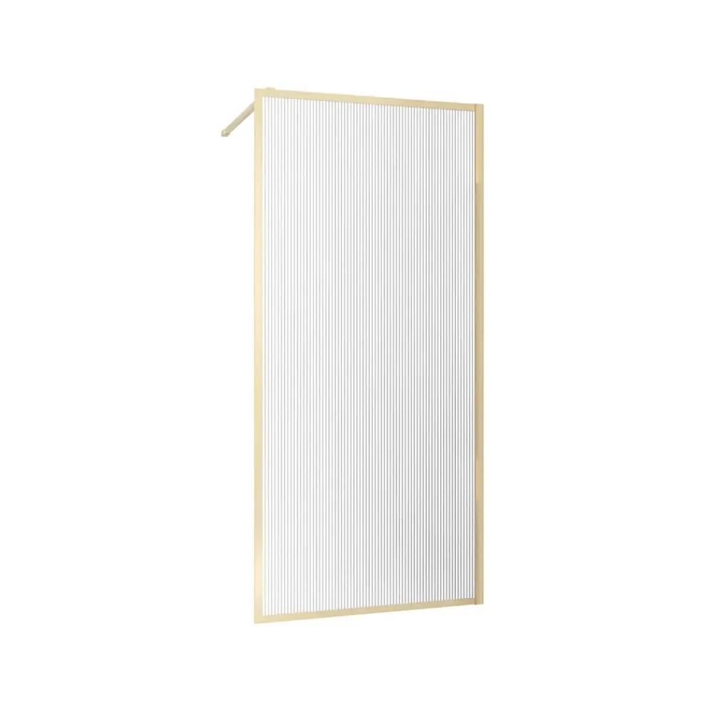 Paroi De Douche| Paroi de douche à l'italienne l.90 x H.200 cm verre ondulé et profilés doré brossé, Galedo Golden Edge
