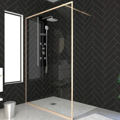 Paroi De Douche| Paroi de douche à l'italienne dorée Galedo Golden Edge transparent 120cm