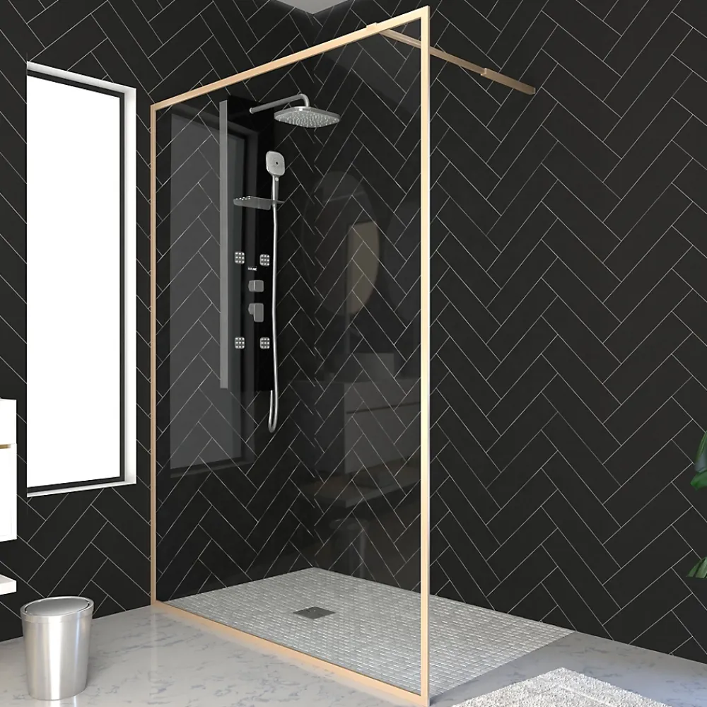 Paroi De Douche| Paroi de douche à l'italienne dorée Galedo Golden Edge transparent 120cm