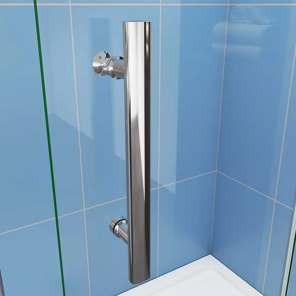 Paroi de douche à l'italienne chrome L105 x H195cm ,pivotante et pliante,6mm verre anticalcaire,Installation réversible