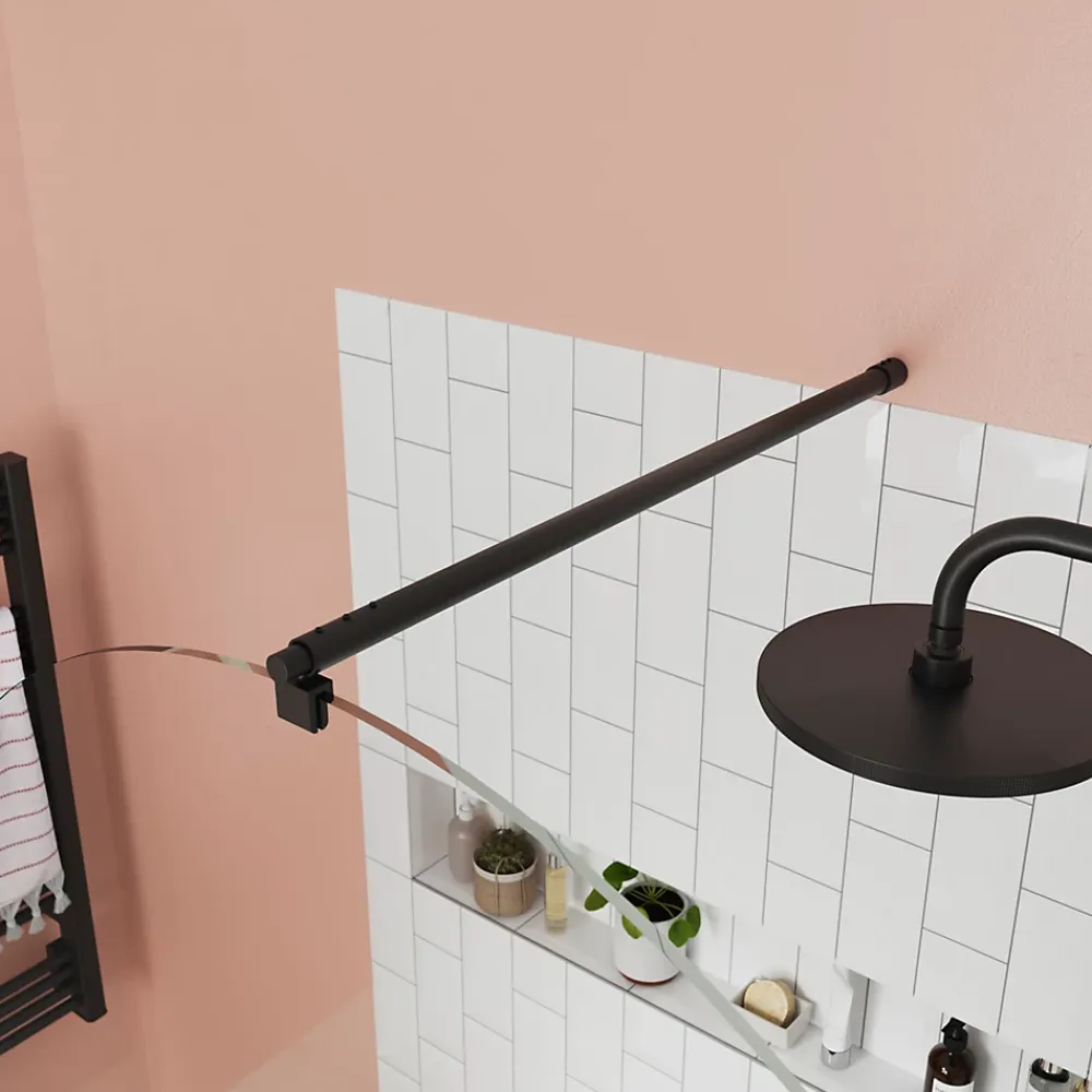 Paroi de douche à l'italienne arrondie l.120 x 198 cm, profilés alu finition noir mat, GoodHome Ledava