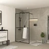 Paroi De Douche| Paroi de douche à l'italienne avec porte-serviettes H.200 x l.120 cm, ép. 6 mm, profilé noir, Galedo Edge
