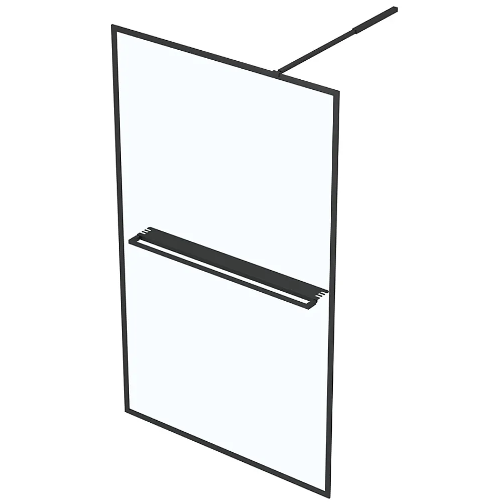 Paroi De Douche| Paroi de douche à l'italienne avec porte-serviettes H.200 x l.120 cm, ép. 6 mm, profilé noir, Galedo Edge