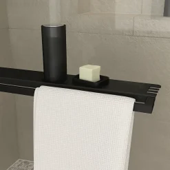 Paroi De Douche| Paroi de douche à l'italienne avec porte-serviettes H.200 x l.120 cm, ép. 6 mm, profilé noir, Galedo Edge