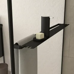 Paroi De Douche| Paroi de douche à l'italienne avec porte-serviettes H.200 x l.120 cm, ép. 6 mm, profilé noir, Galedo Edge