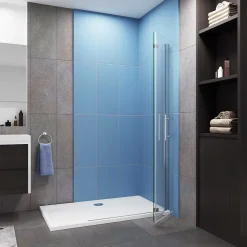 Paroi De Douche| Paroi de douche à l'italienne chrome L95 x H195cm style atelier,pivotante et pliante,6mm verre anticalcaire