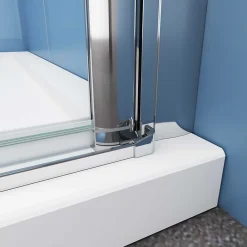 Paroi De Douche| Paroi de douche à l'italienne chrome L95 x H195cm style atelier,pivotante et pliante,6mm verre anticalcaire