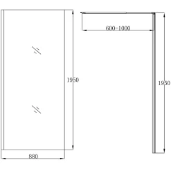 Paroi De Douche| Paroi de douche à l'italienne fixe l.90 x H.195 cm, verre transparent, profilés alu chrome, GoodHome Ledava