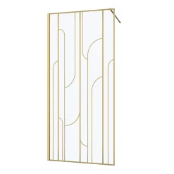 Paroi De Douche| Paroi de douche à l'italienne l.90 x H.195 cm profilés doré brossé, Galedo Art Déco