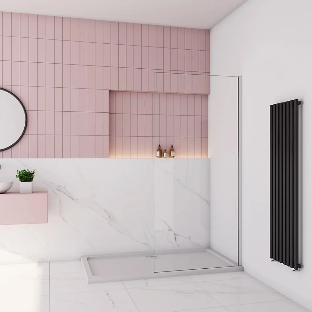 paroi de douche à l'italienne fixe 120x200cm,style atelier,Profilé en aluminium chromé,en 8mm verre anticalcaire,sans receveur