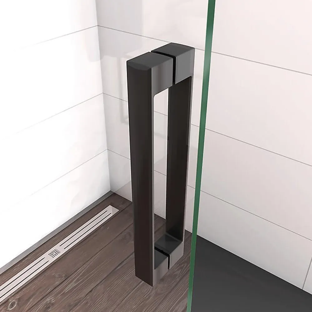 AICA Sanitaire Paroi de douche à l'italienne pivotante 86x200cm - 8mm verre anticalcaire - profilé noir mat -Installer réversible