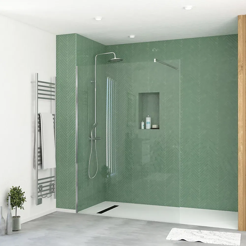 Paroi De Douche| Paroi de douche à l'italienne H.195 x l.140 cm, ép. 5 mm, profilé chrome, Galedo Essentiel