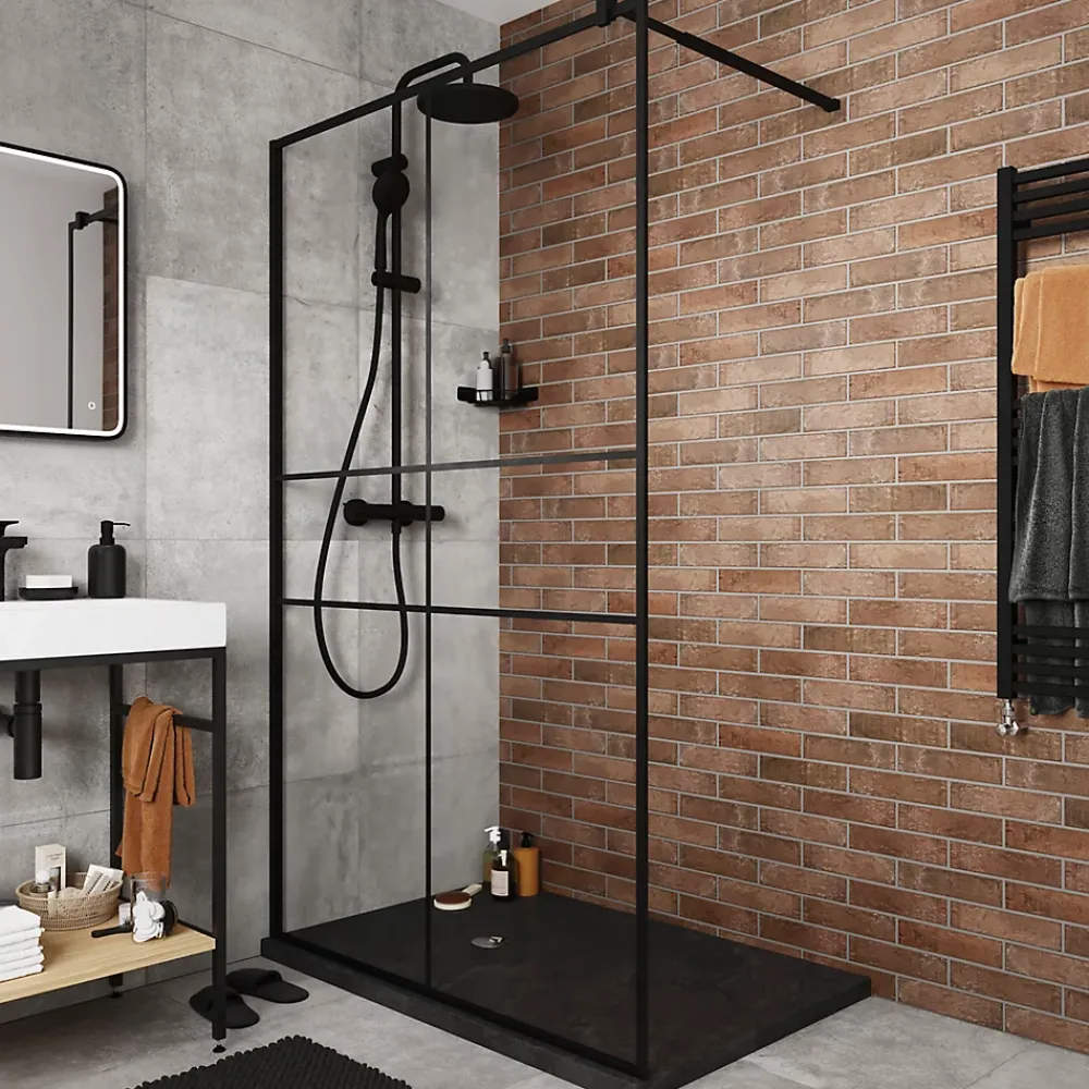 Paroi De Douche| Paroi de douche à l'italienne GoodHome Ahti transparent profilé noir 120 cm