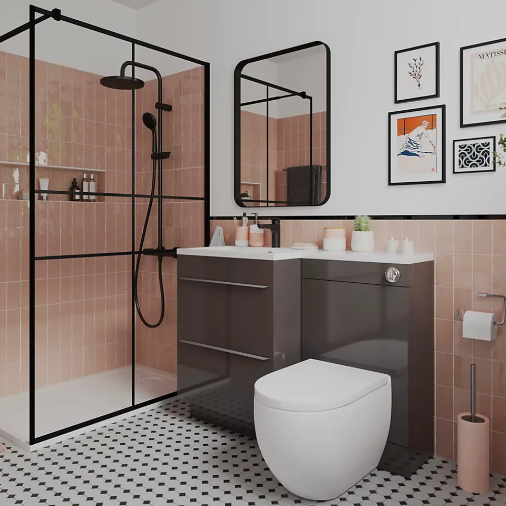 Paroi De Douche| Paroi de douche à l'italienne GoodHome Ahti transparent profilé noir 120 cm