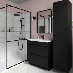 Paroi De Douche| Paroi de douche à l'italienne GoodHome Ahti transparent profilé noir 120 cm