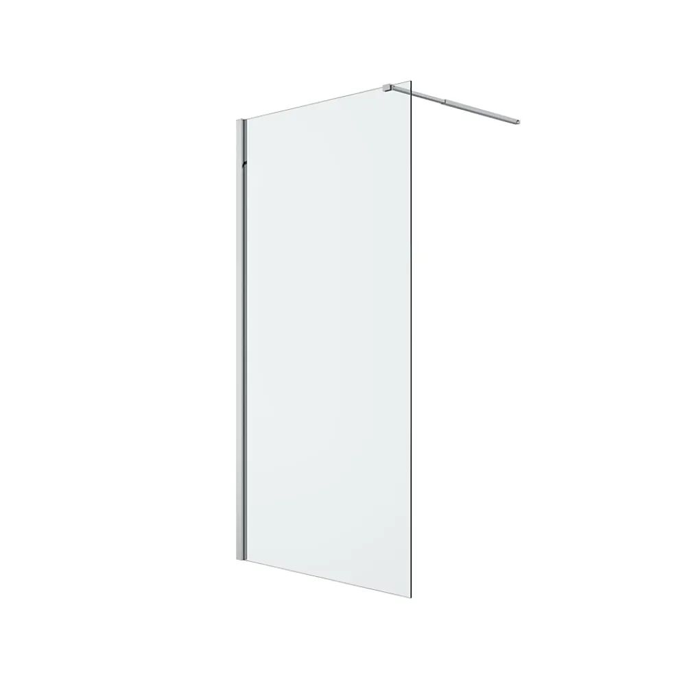 Paroi De Douche| Paroi de douche à l'italienne fixe l.100 x H.195 cm, verre transparent, profilés alu chrome, GoodHome Ledava