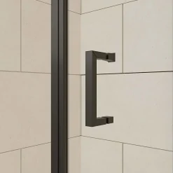 Aurlane Paroi de douche 1 porte coulissante + Retour 120x90x200 cm - Verre 6 mm - Profilé Noir - CRUSH
