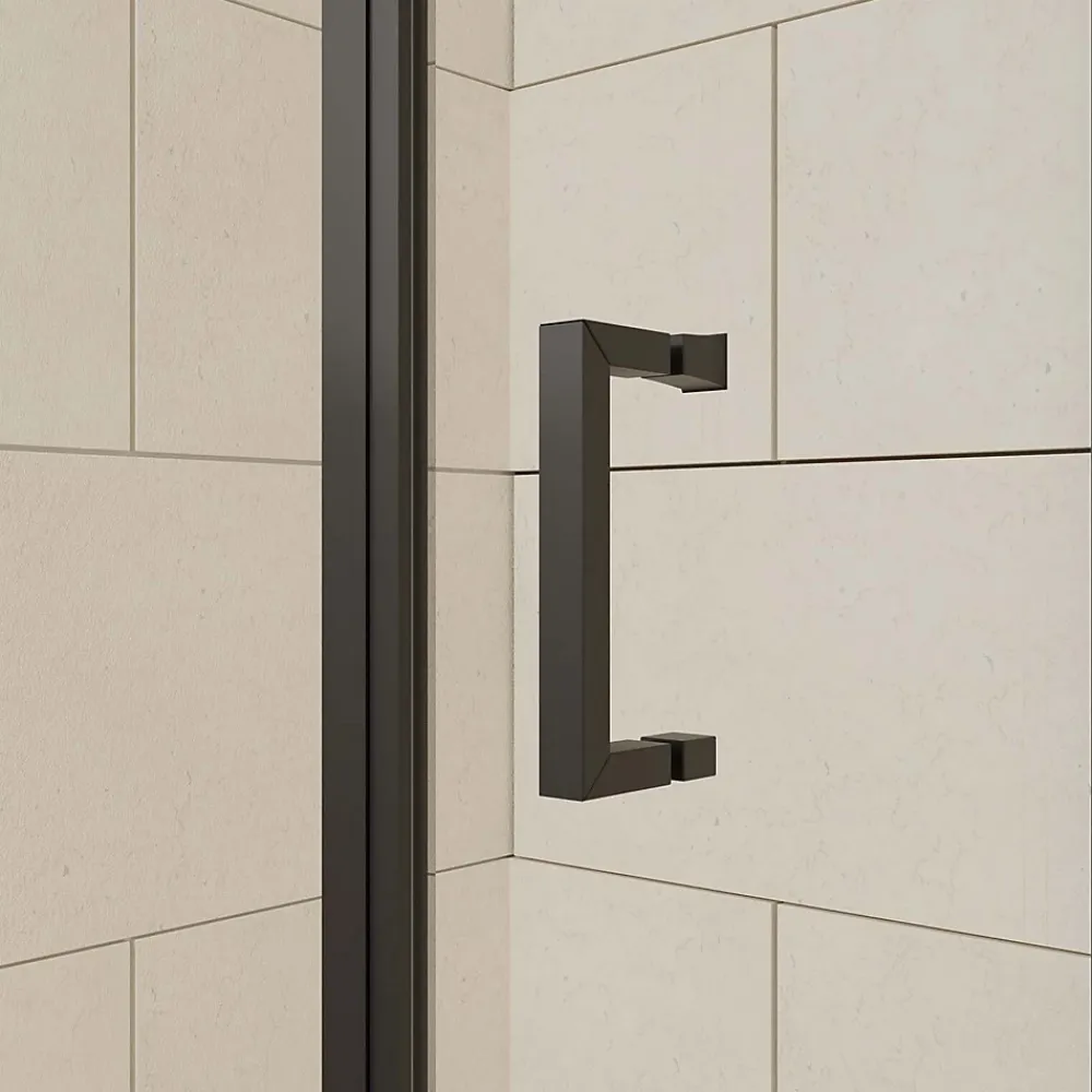 Aurlane Paroi de douche 1 porte coulissante + Retour 120x90x200 cm - Verre 6 mm - Profilé Noir - CRUSH