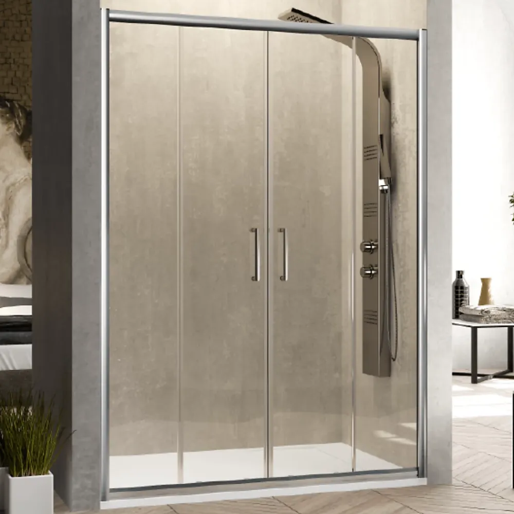 Porte De Douche|Kassandra Paroi de douche 2 verres fixes + 2 portes coulissantes BELLA 180 cm Paroi laterale : 67 - 69 cm