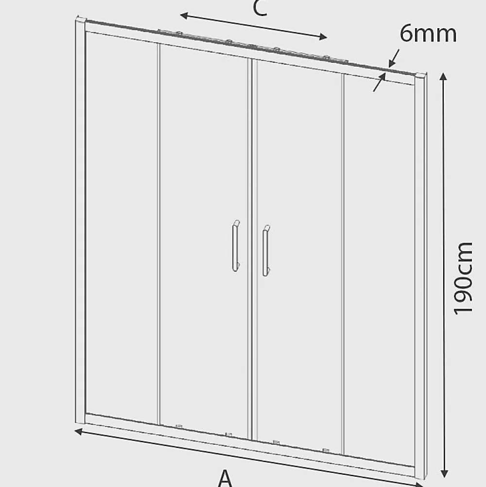 Porte De Douche|Kassandra Paroi de douche 2 verres fixes + 2 portes coulissantes BELLA 180 cm Paroi laterale : 67 - 69 cm