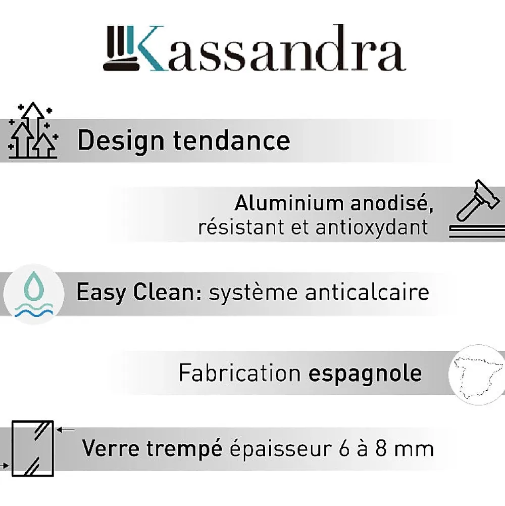 Porte De Douche|Kassandra Paroi de douche 2 verres fixes + 2 portes coulissantes BELLA 180 cm Paroi laterale : 67 - 69 cm