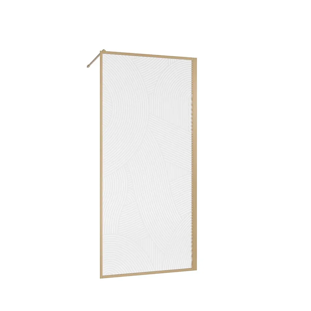 Paroi De Douche|Aurlane Paroi de douche 90 x 200 HINATA - style Japandi courbes douces - Cadre effet Bois - Verre 6mm