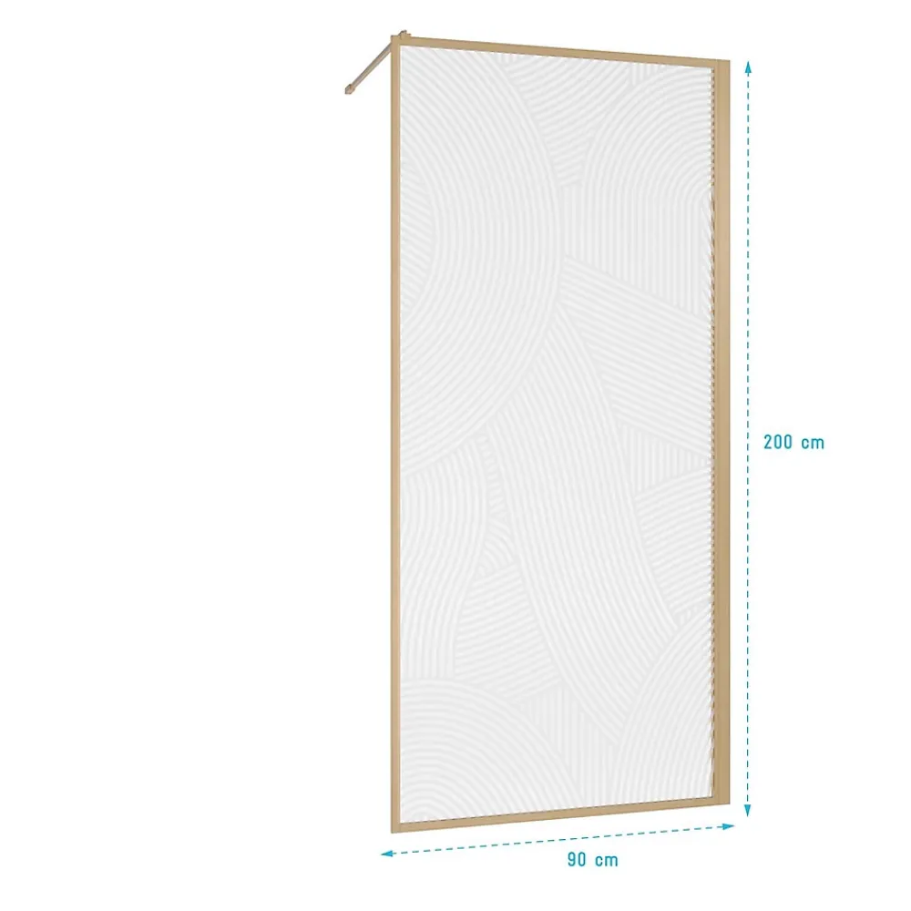 Paroi De Douche|Aurlane Paroi de douche 90 x 200 HINATA - style Japandi courbes douces - Cadre effet Bois - Verre 6mm