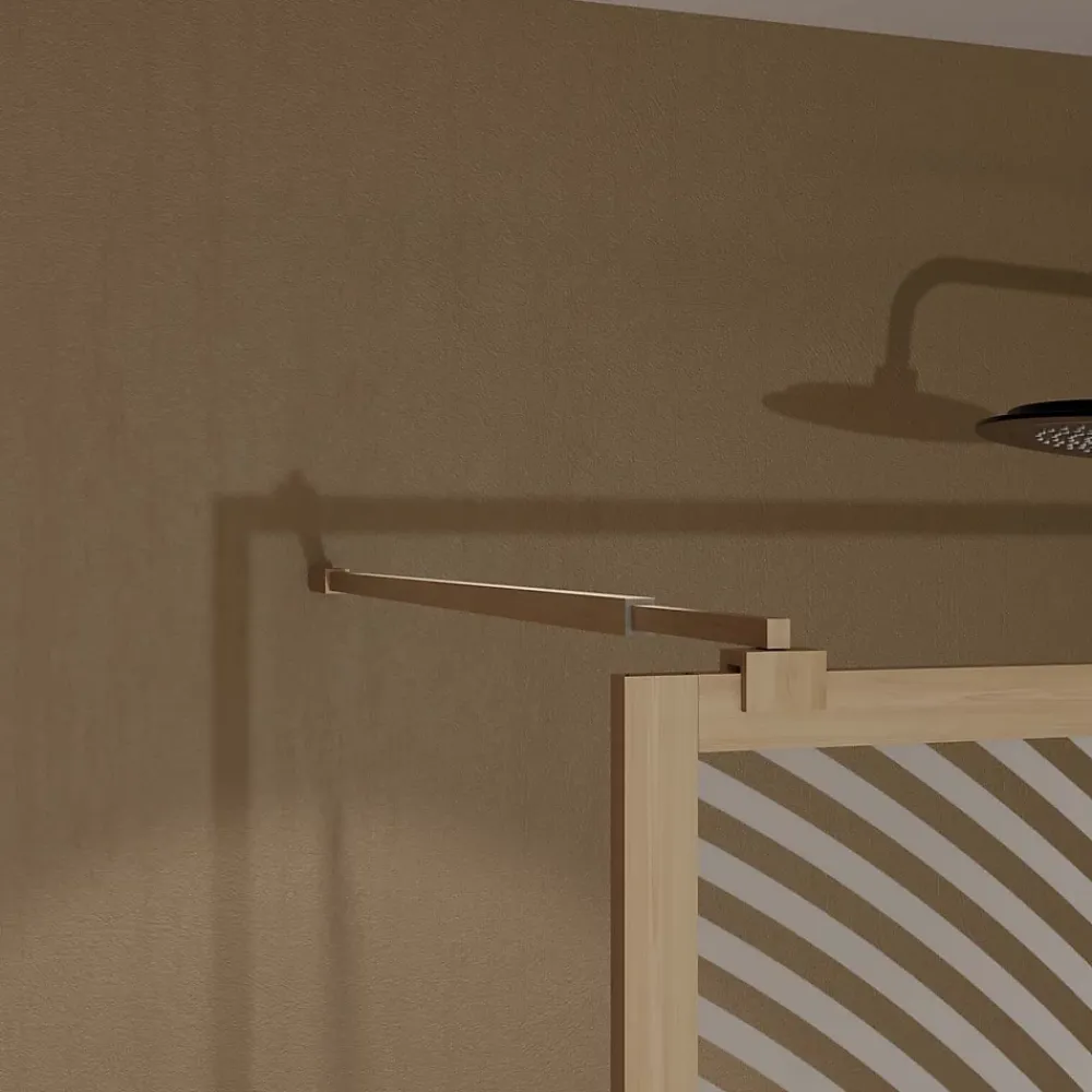 Aurlane Paroi de douche 140 x 200 HINATA - style Japandi courbes douces - Cadre effet Bois - Verre 6mm