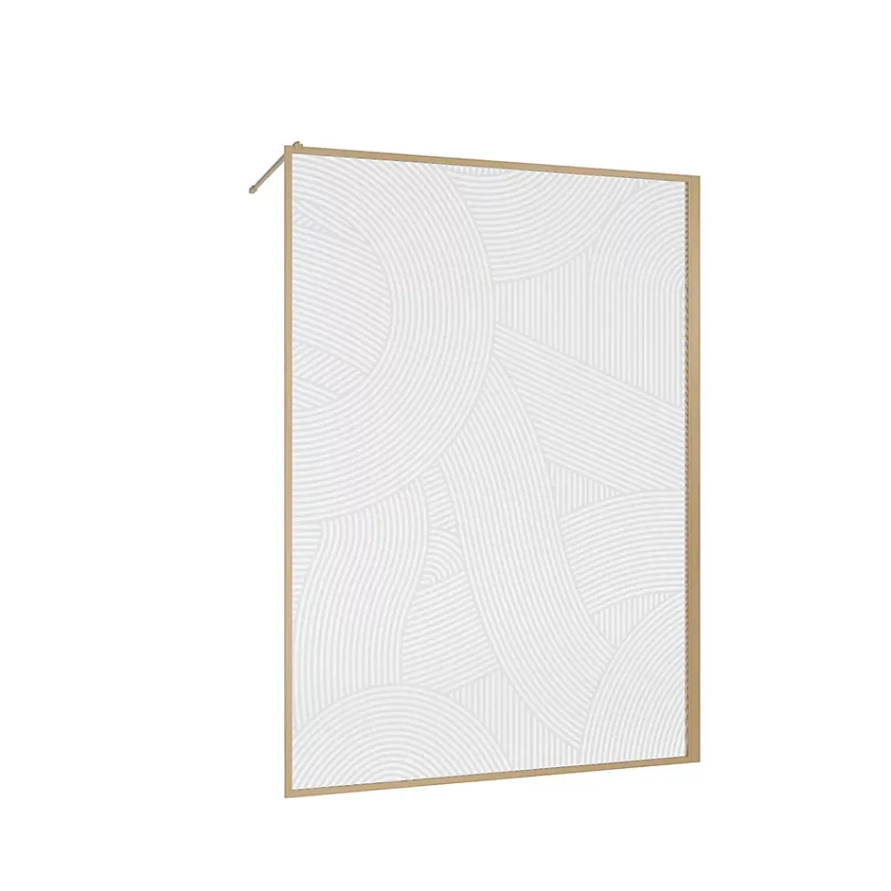 Aurlane Paroi de douche 140 x 200 HINATA - style Japandi courbes douces - Cadre effet Bois - Verre 6mm